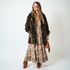 DANIER Leather / Faux Fur Reversible Coat XS Black Oversized Jacket Leopard FLAW